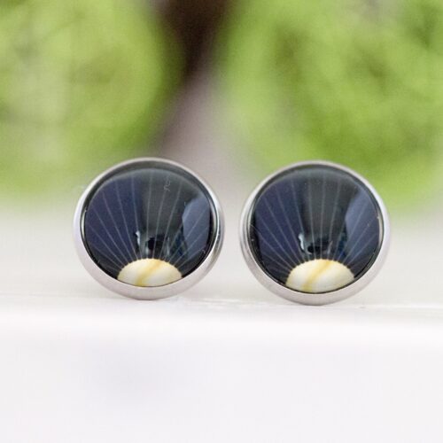 Cabochon Ohrstecker in schwarz beige Sonnenaufgang