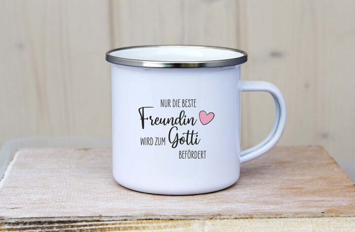 Emaille_Tasse_Nur_der_beste_Freundin_wird_zum_Gotti_befördert