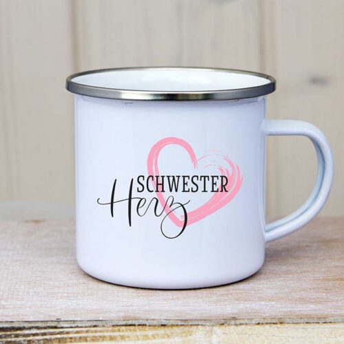 Emaille_Tasse_Schwester_Herz