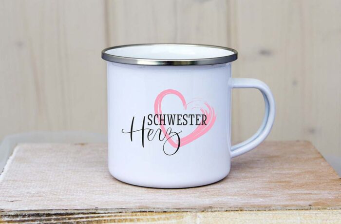 Emaille_Tasse_Schwester_Herz