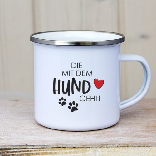 Emaille_Tasse_Die_mit_dem_hund_geht