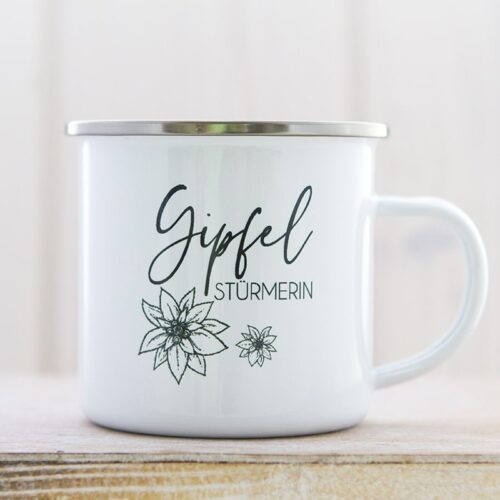 Emaille_Tasse_Gipfelstuermerin