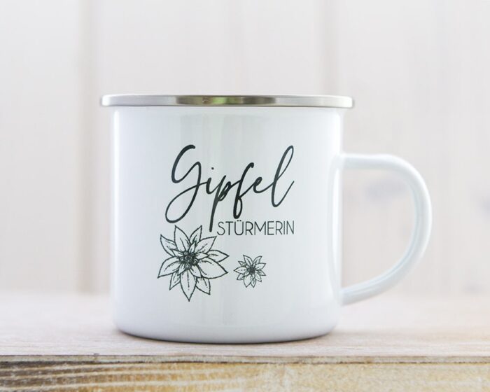 Emaille_Tasse_Gipfelstuermerin