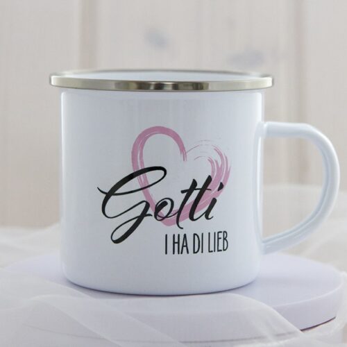 Emaille Tasse Gotti i ha di lieb