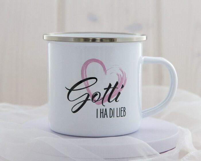 Emaille Tasse Gotti i ha di lieb