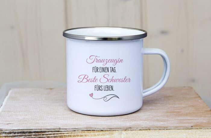 Emaille_Tasse_Trauzeugin für einen Tag