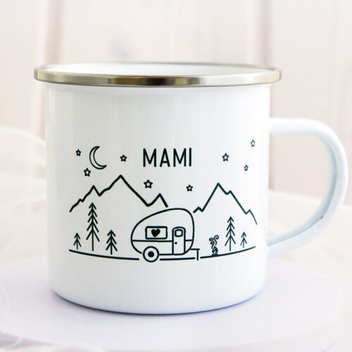 Emaille Tasse Camping Mami