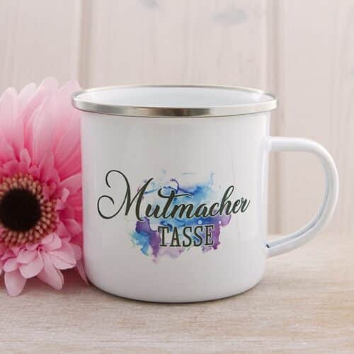 Emaille Tasse Mutmacher