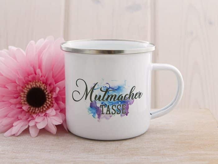 Emaille Tasse Mutmacher