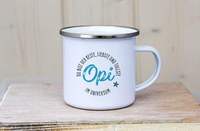 Emaille Tasse Du bist der beste liebste und tollste Opi