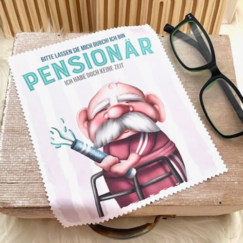 Bedrucktes Mikrofaser-Brillenputztuch als Geschenk für Pensionäre